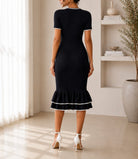 Ladies Black Jersey Ruffle Dress- New Feeling - StylePhase SA