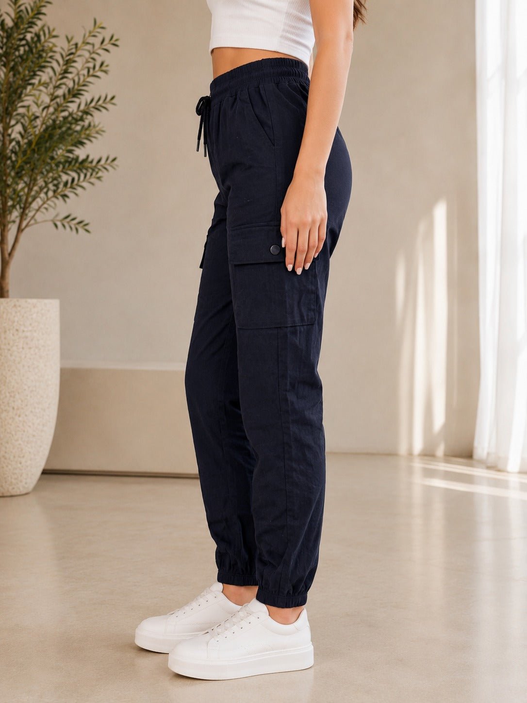 Ladies Black Jogger Cargo Pants - StylePhase SA