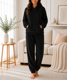 Ladies Black Kangaroo Hoody Plush Pj Set - StylePhase SA