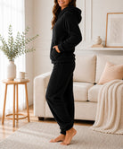 Ladies Black Kangaroo Hoody Plush Pj Set - StylePhase SA