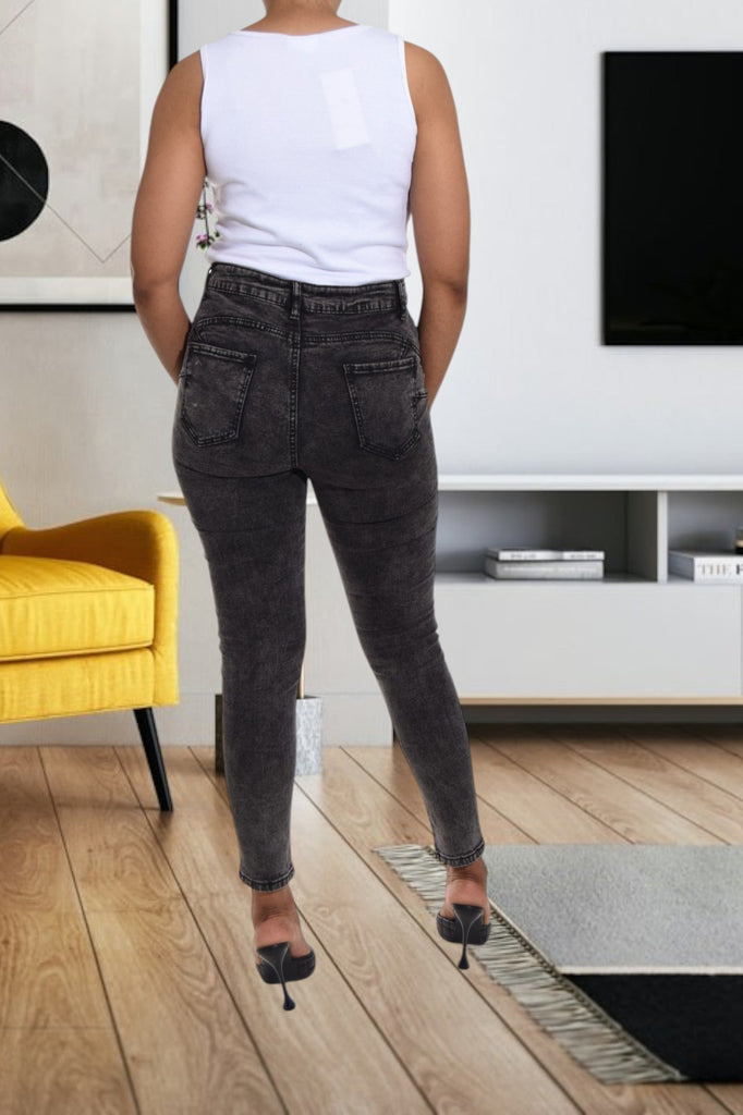 Ladies Black Knee Cut Out Jeans - StylePhase SA