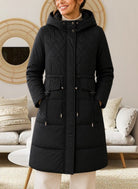 Ladies Black Knee Length Puffer Jacket - StylePhase SA
