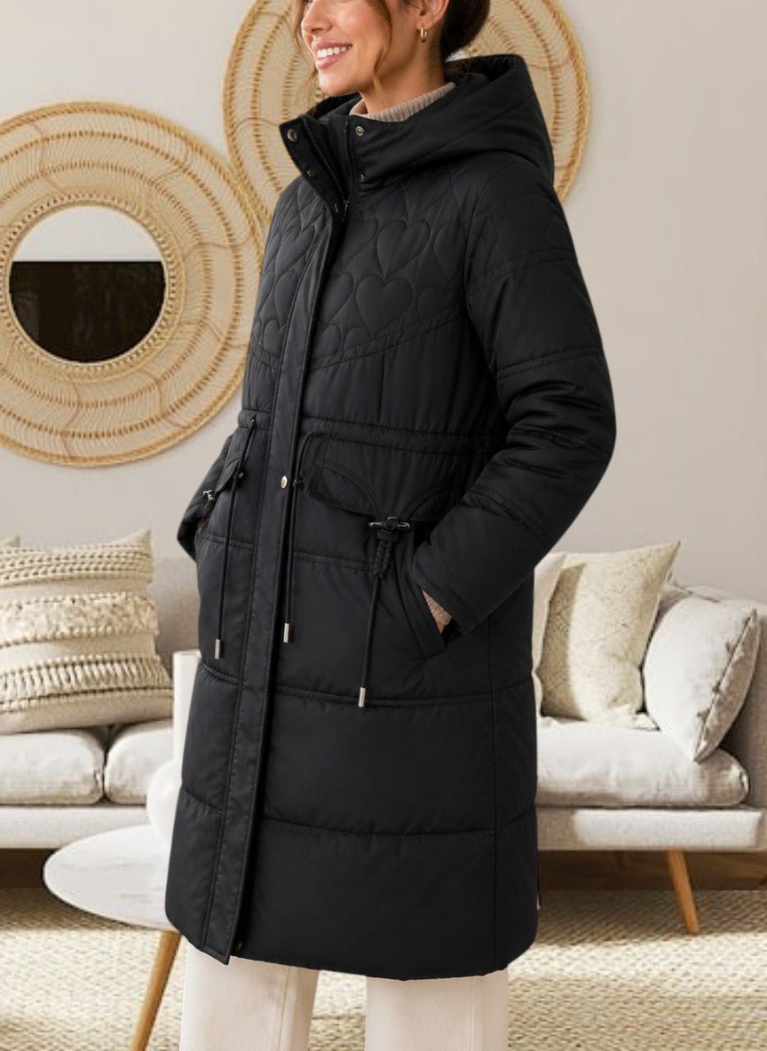 Ladies Black Knee Length Puffer Jacket - StylePhase SA