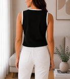 Ladies Black Knitwear Sleeveless Tank Top - StylePhase SA