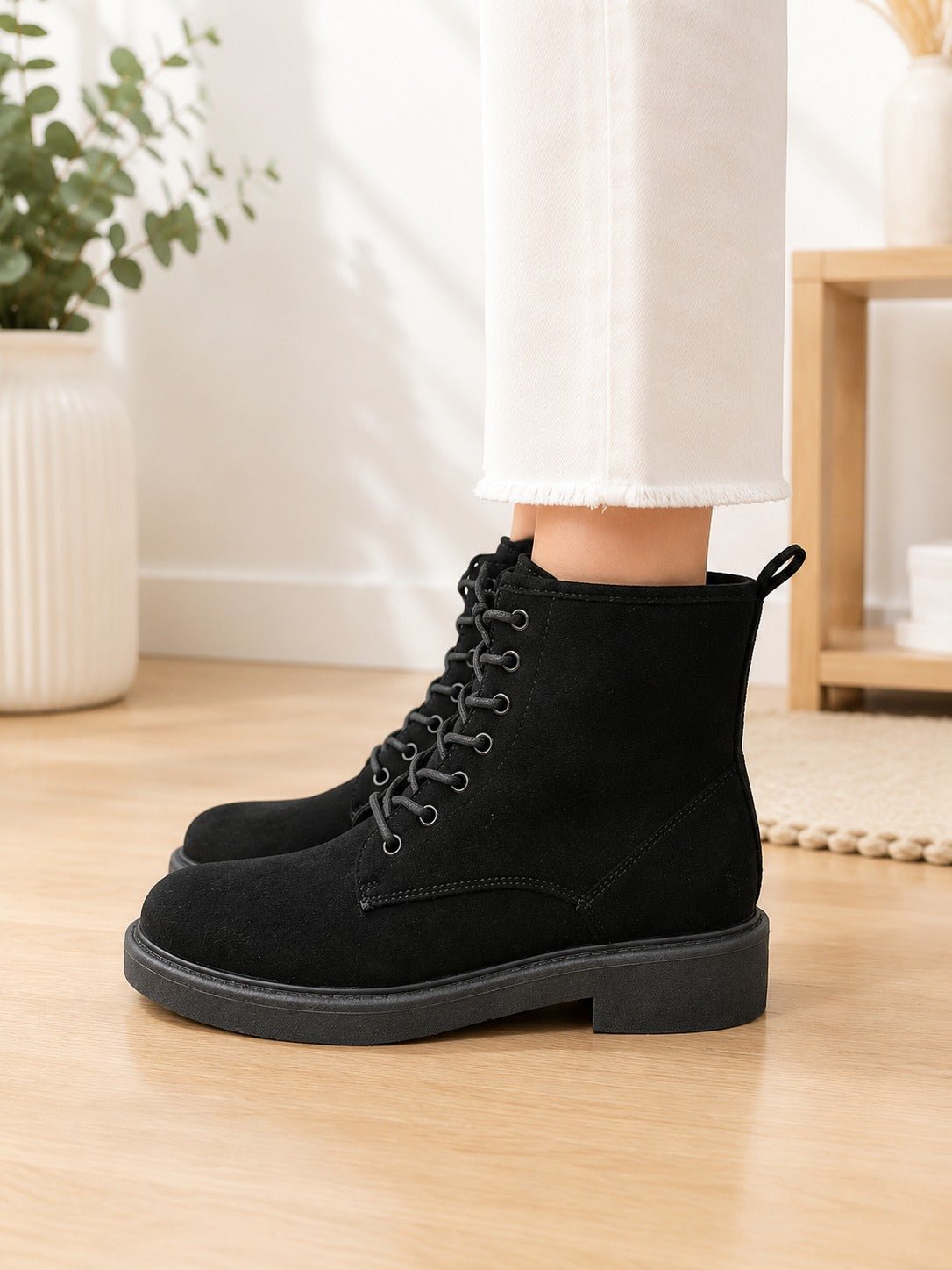 Ladies Black Lace Ankle Boots - StylePhase SA