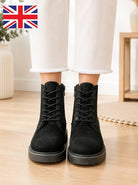 Ladies Black Lace Ankle Boots - StylePhase SA