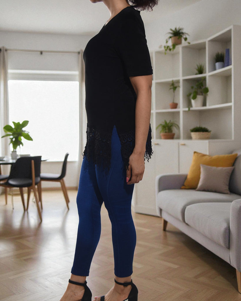 Ladies Black Lace Edge Top - StylePhase SA