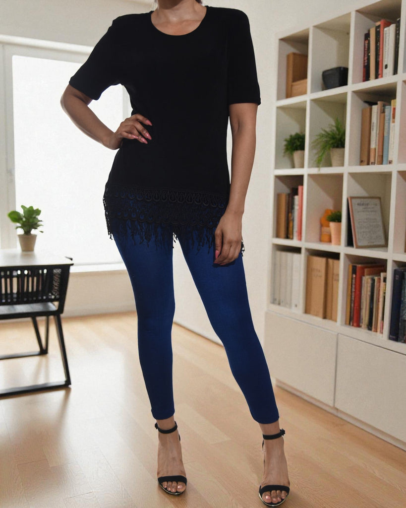 Ladies Black Lace Edge Top - StylePhase SA