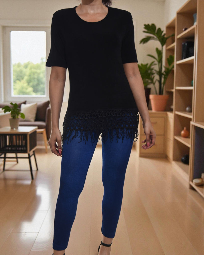 Ladies Black Lace Edge Top - StylePhase SA