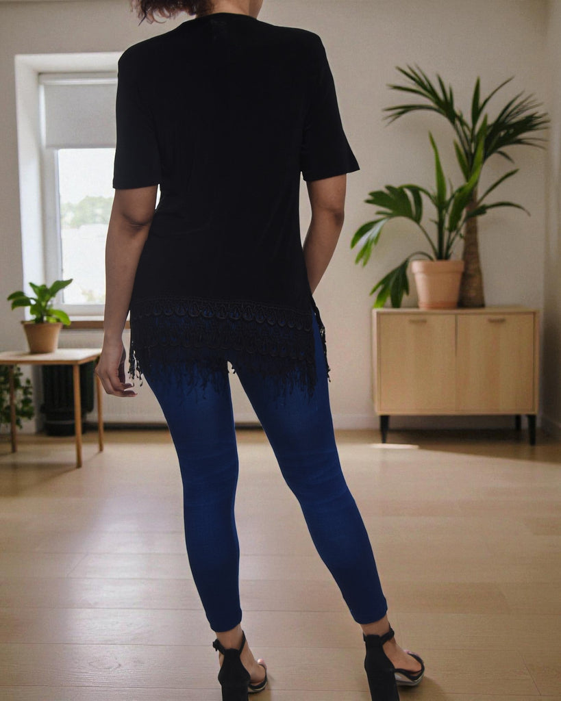 Ladies Black Lace Edge Top - StylePhase SA