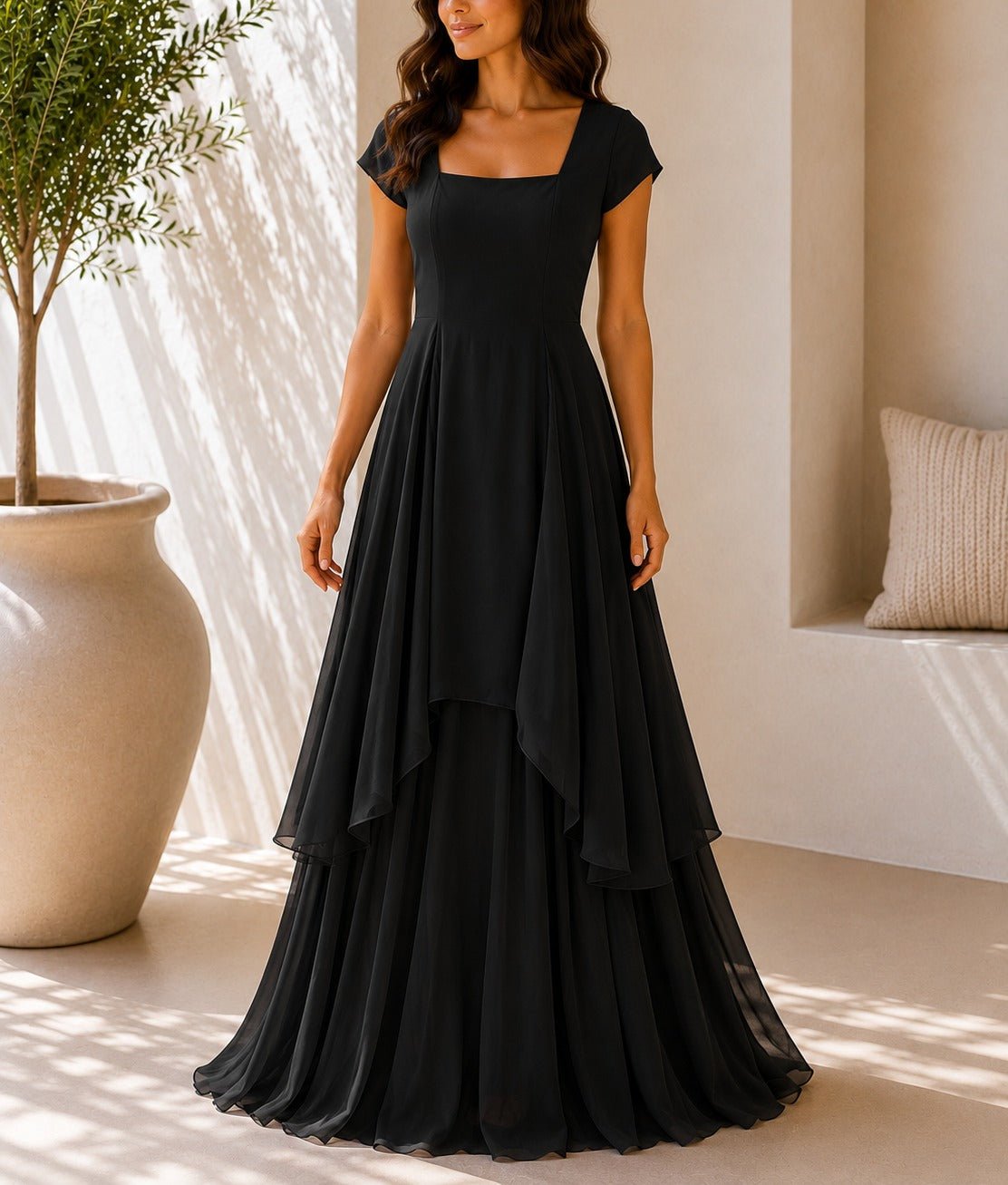 Ladies Black Layered Maxi Dress - StylePhase SA