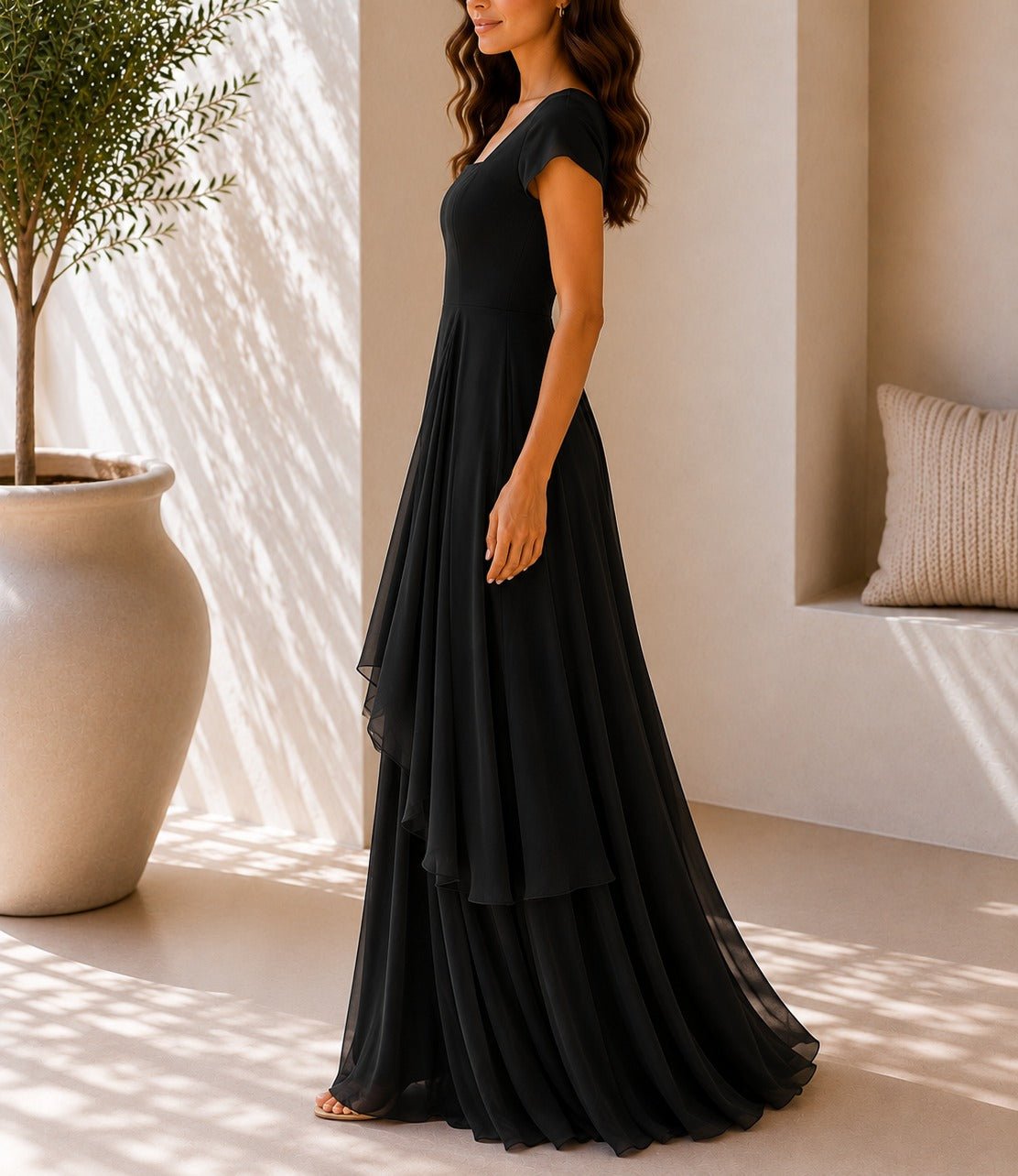 Ladies Black Layered Maxi Dress - StylePhase SA