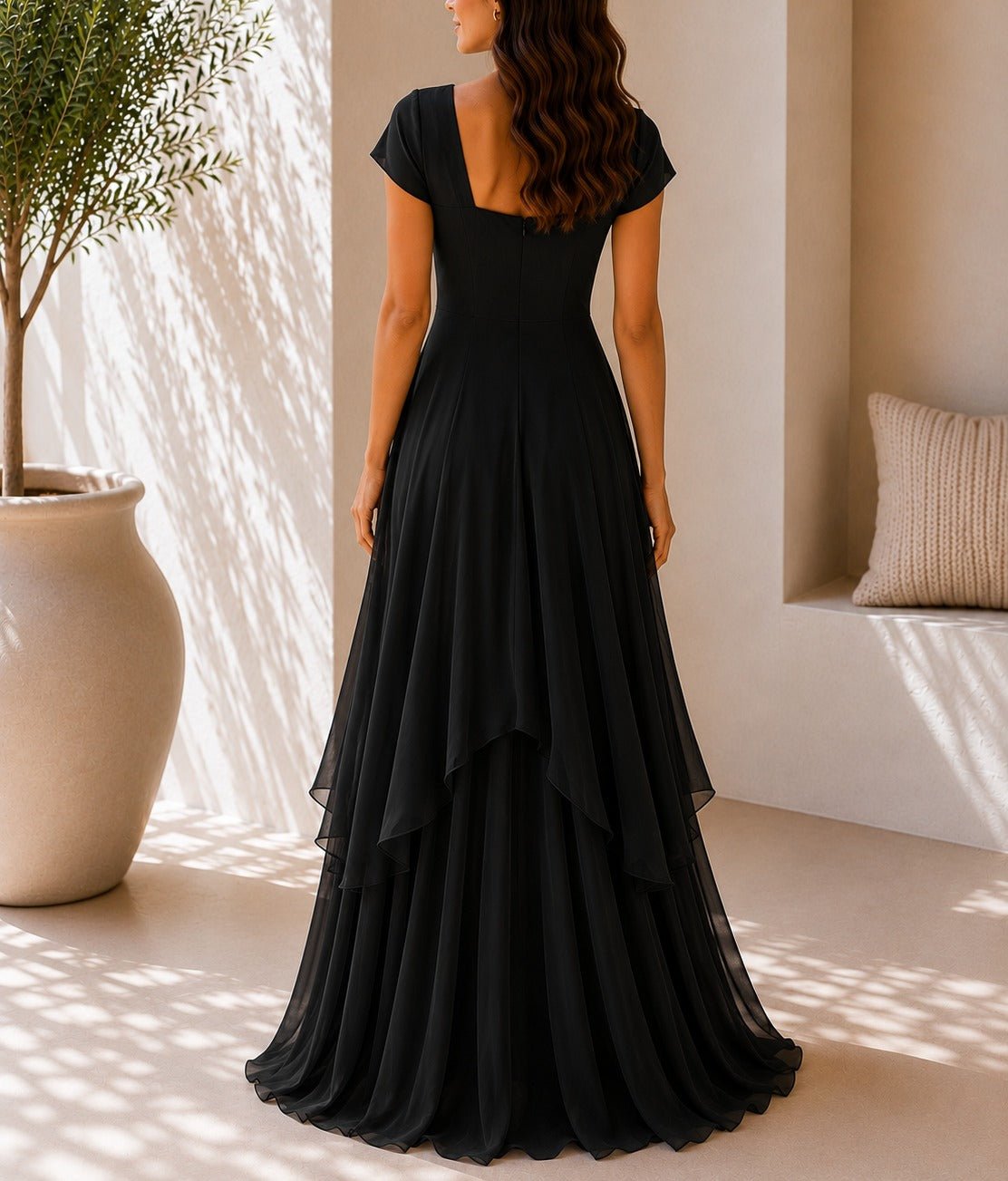 Ladies Black Layered Maxi Dress - StylePhase SA