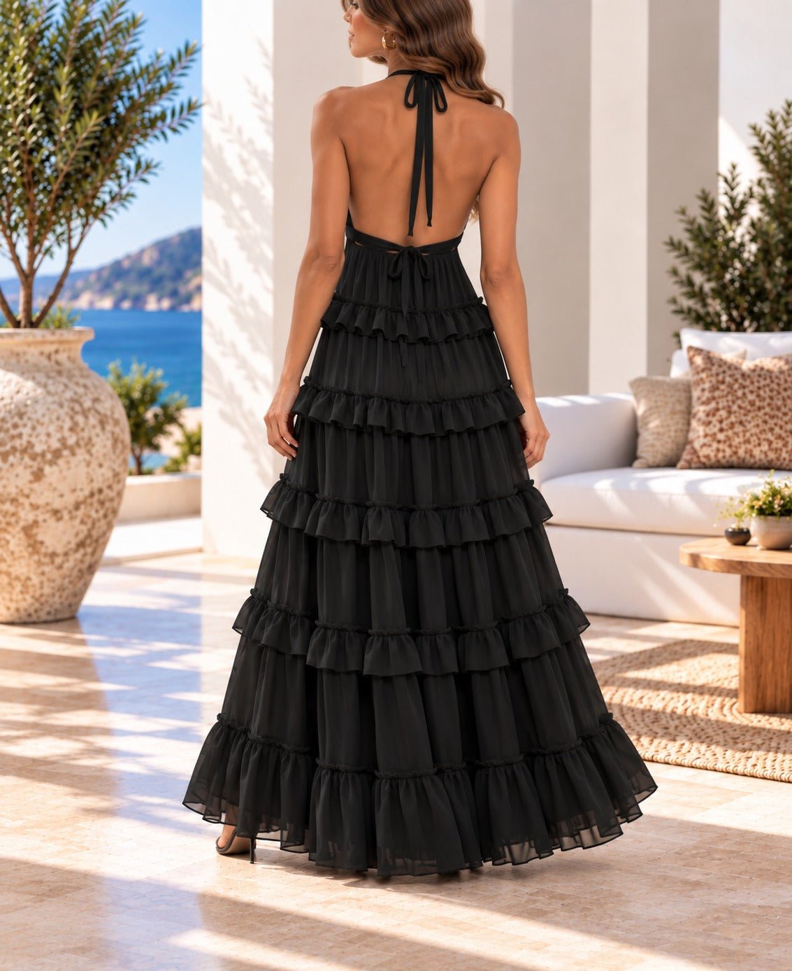 Ladies Black Layered Maxi Dress - StylePhase SA