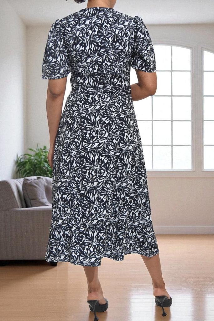 Ladies Black Leaf Wrap Dress - StylePhase SA