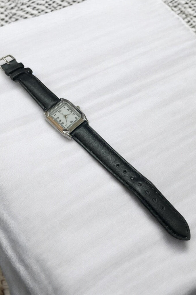 Ladies Black Leather Strap Watch - StylePhase SA