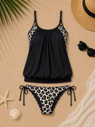 Ladies Black Leopard Print Two-Piece Swimsuit - StylePhase SA