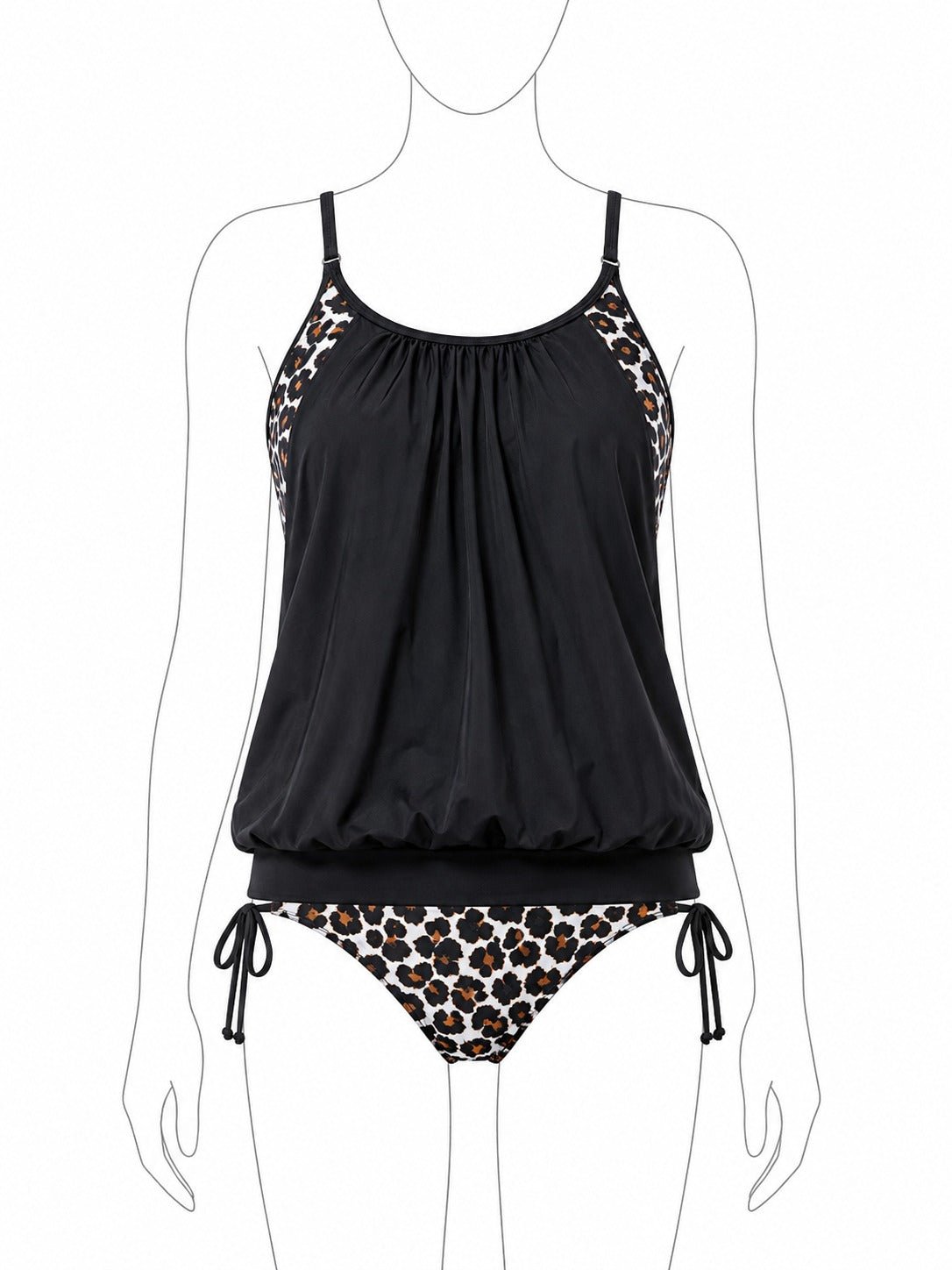 Ladies Black Leopard Print Two-Piece Swimsuit - StylePhase SA