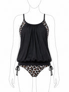 Ladies Black Leopard Print Two-Piece Swimsuit - StylePhase SA