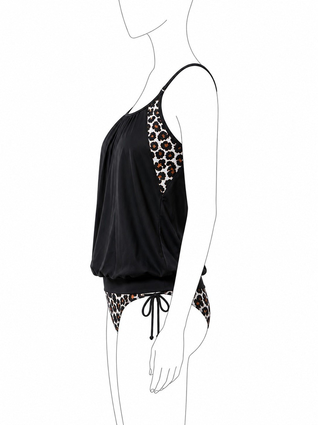 Ladies Black Leopard Print Two-Piece Swimsuit - StylePhase SA