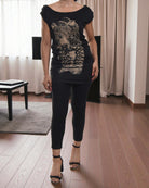 Ladies Black Leopard Top - StylePhase SA