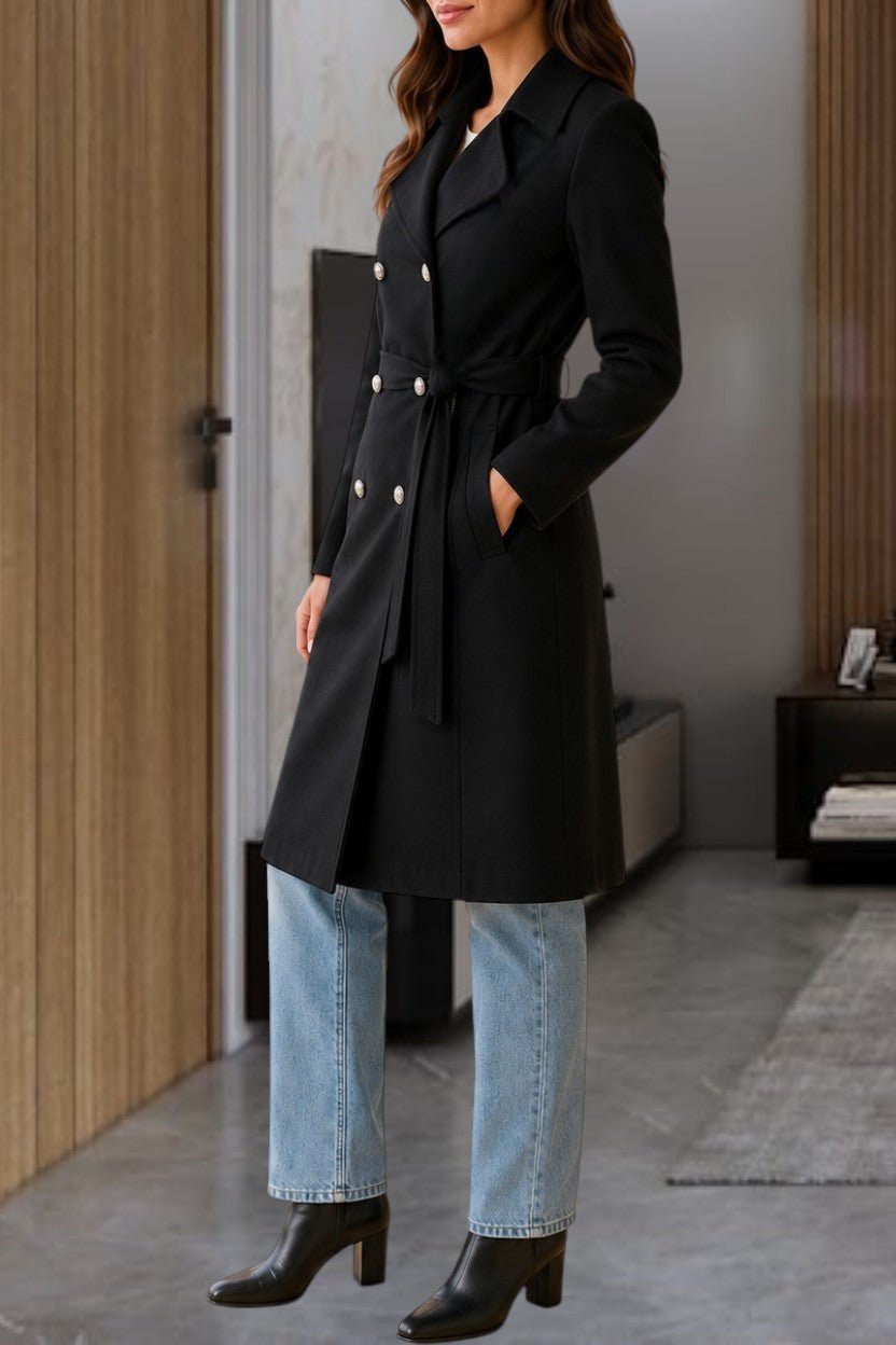 Ladies Black Line Double Breast Coat - StylePhase SA