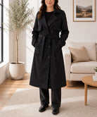 Ladies Black Lined Trench Coat - StylePhase SA