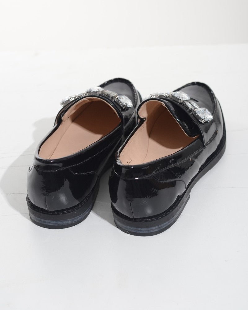 Ladies Black Loafers With Jewels - StylePhase SA