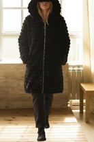 Ladies Black Long Fur Pattern Jacket - StylePhase SA