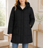 Ladies Black Long Line Padded Puffer Jacket - StylePhase SA