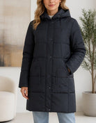 Ladies Black Long Line Padded Puffer Jacket - StylePhase SA