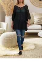 Ladies Black Long Net Top - StylePhase SA