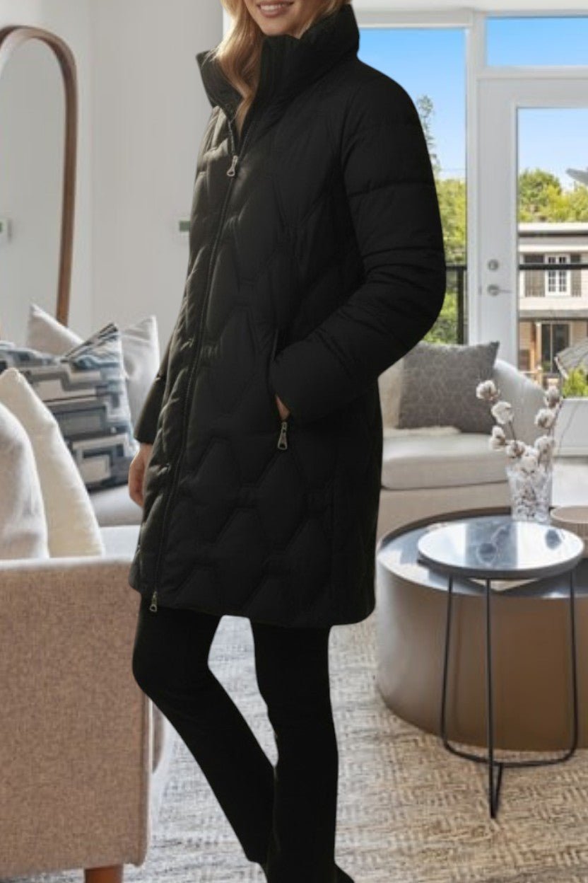 Ladies Black Long Puffer Jacket - StylePhase SA