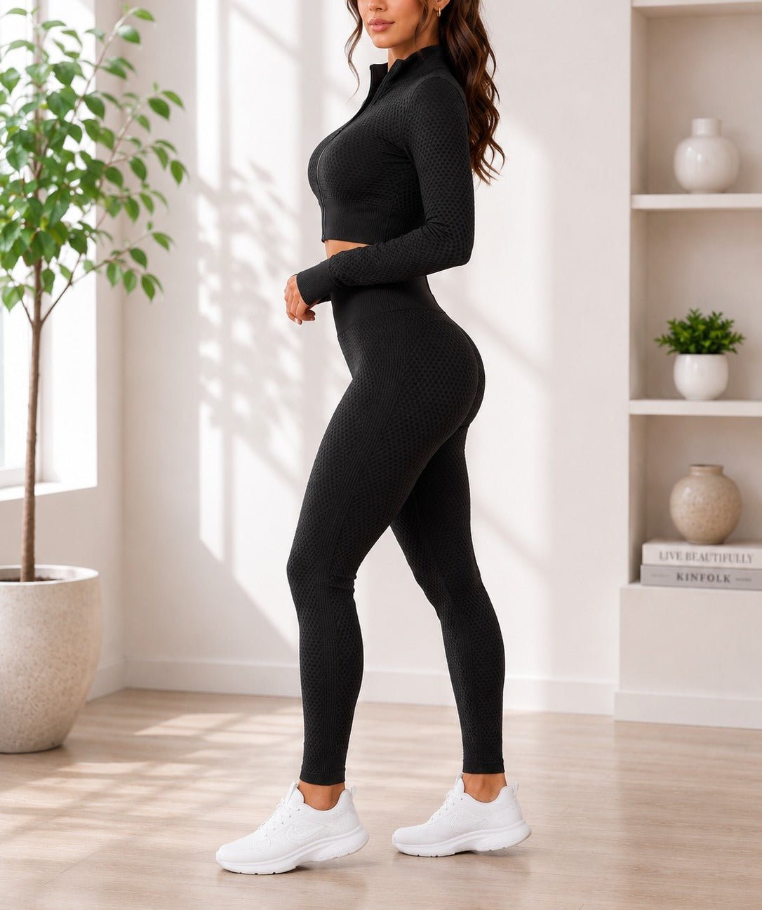 Ladies Black Long Sleeve Activewear Set - StylePhase SA