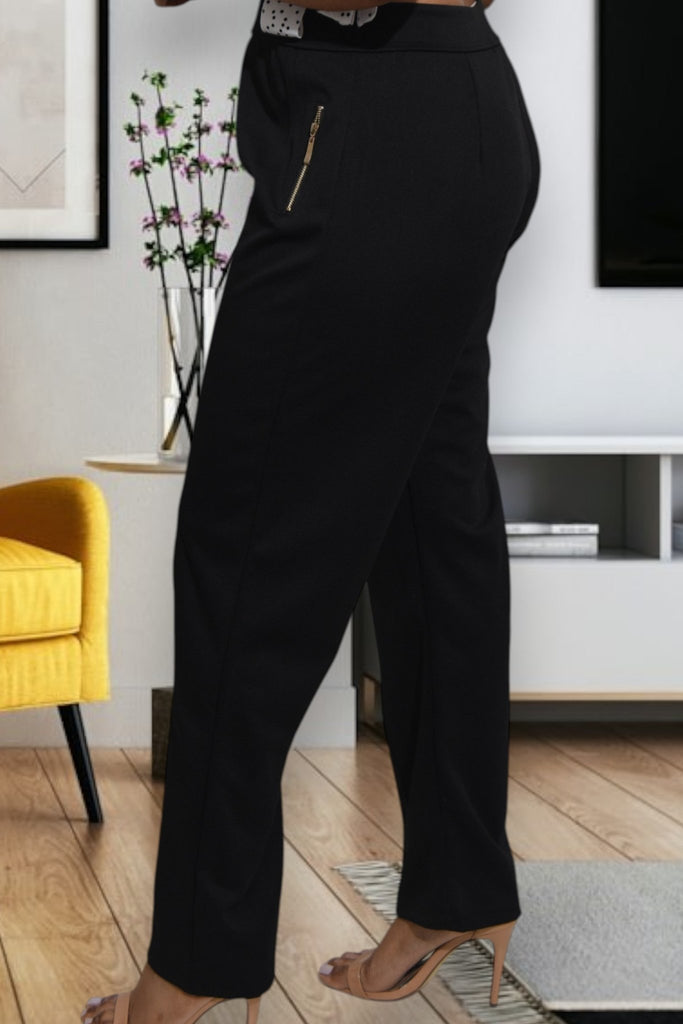 Ladies Black Long Zip Pants - StylePhase SA