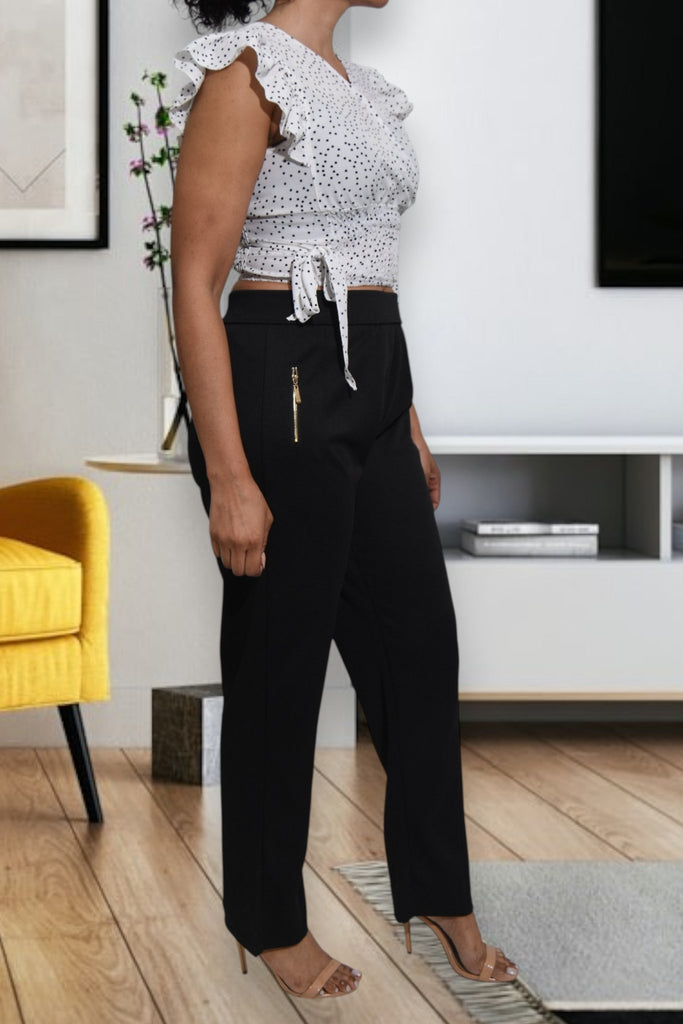 Ladies Black Long Zip Pants - StylePhase SA
