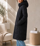 Ladies Black Longer Length Puffer Jacket - StylePhase SA