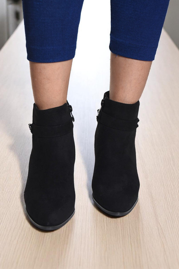 Ladies Black Loop Ankle Boots - StylePhase SA