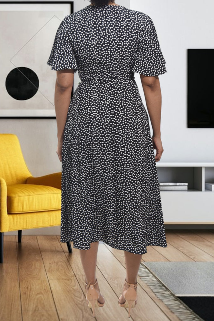 Ladies Black Mini Flower Wrap Dress - StylePhase SA