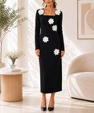 Ladies Black New Feeling 3D Floral Pinted Detail Dress - StylePhase SA
