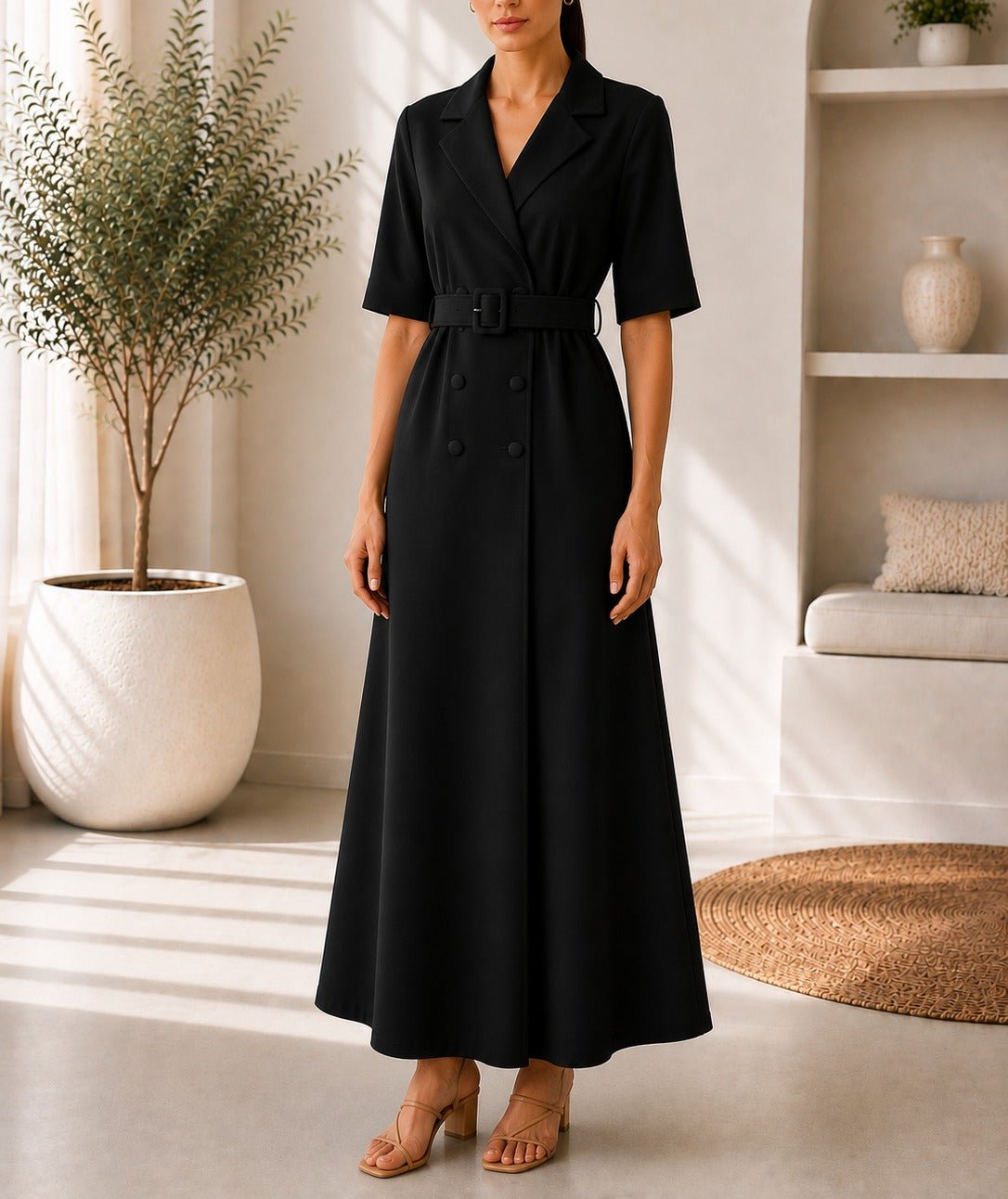 Ladies Black New Feeling Double Breast Dress - StylePhase SA