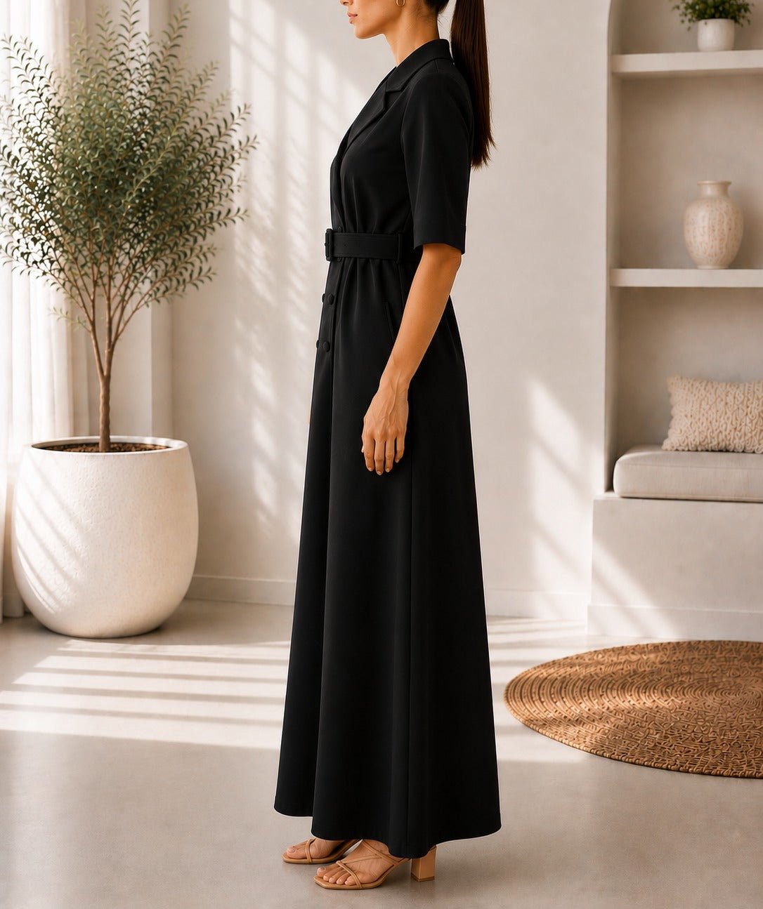 Ladies Black New Feeling Double Breast Dress - StylePhase SA