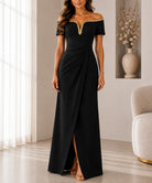 Ladies Black New Feeling Embellished Off Shoulder Maxi Dress - StylePhase SA