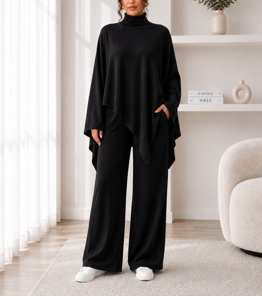 Ladies Black New Feeling Wide Leg Two-Piece Set - StylePhase SA