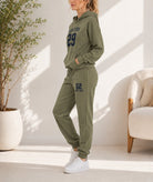 Ladies Black New York Printed Fleece Tracksuit Set - Olive - StylePhase SA