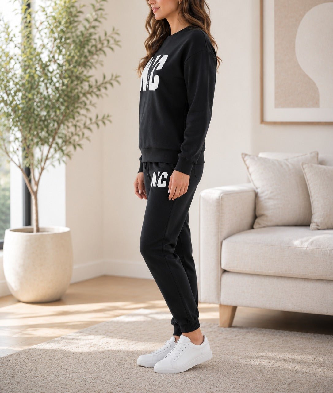 Ladies Black NYC Loungewear Set - StylePhase SA