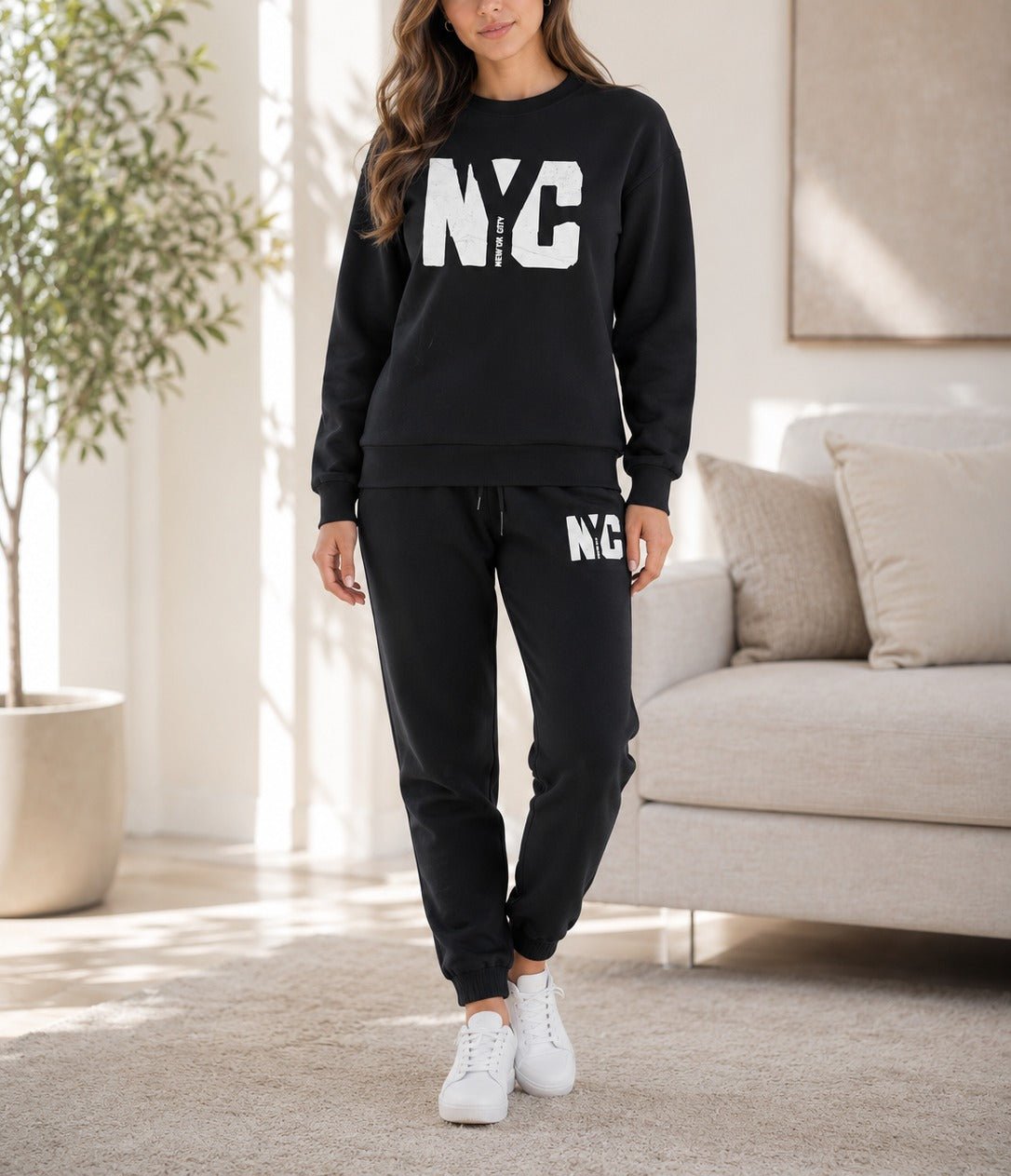 Ladies Black NYC Loungewear Set - StylePhase SA
