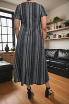 Ladies Black Pattern Short Sleeve Maxi Dress - StylePhase SA