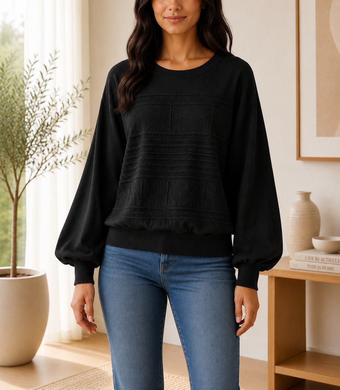 Ladies Black Peplum Jersey - StylePhase SA