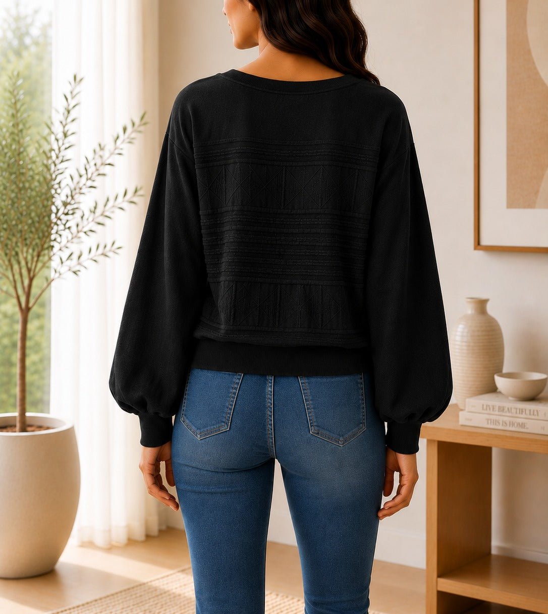 Ladies Black Peplum Jersey - StylePhase SA